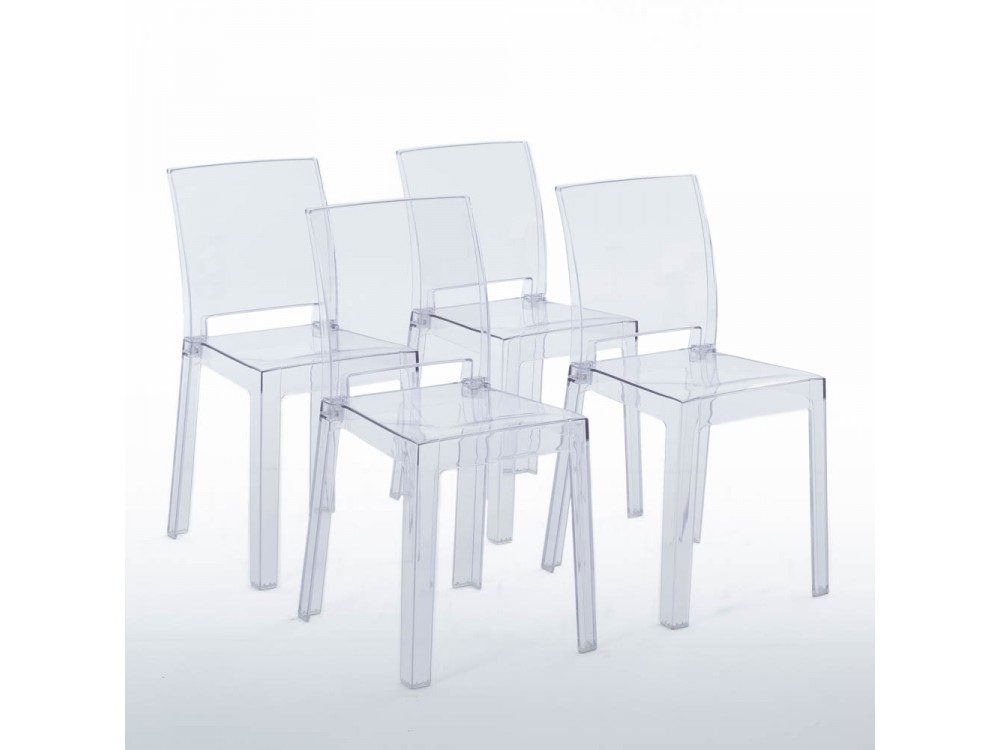 Gruppo 4 sedie Aria trasparenti