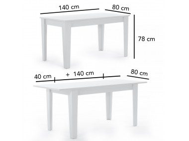 Tavolo Andrea bianco frassino con dimensioni